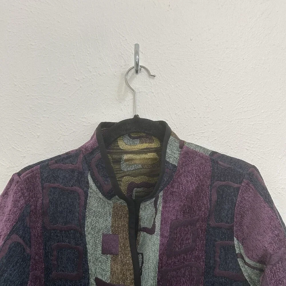 Trimdin Classic Symphony Jewel Artisan JacketColorful Sz M Reversible Mid Length